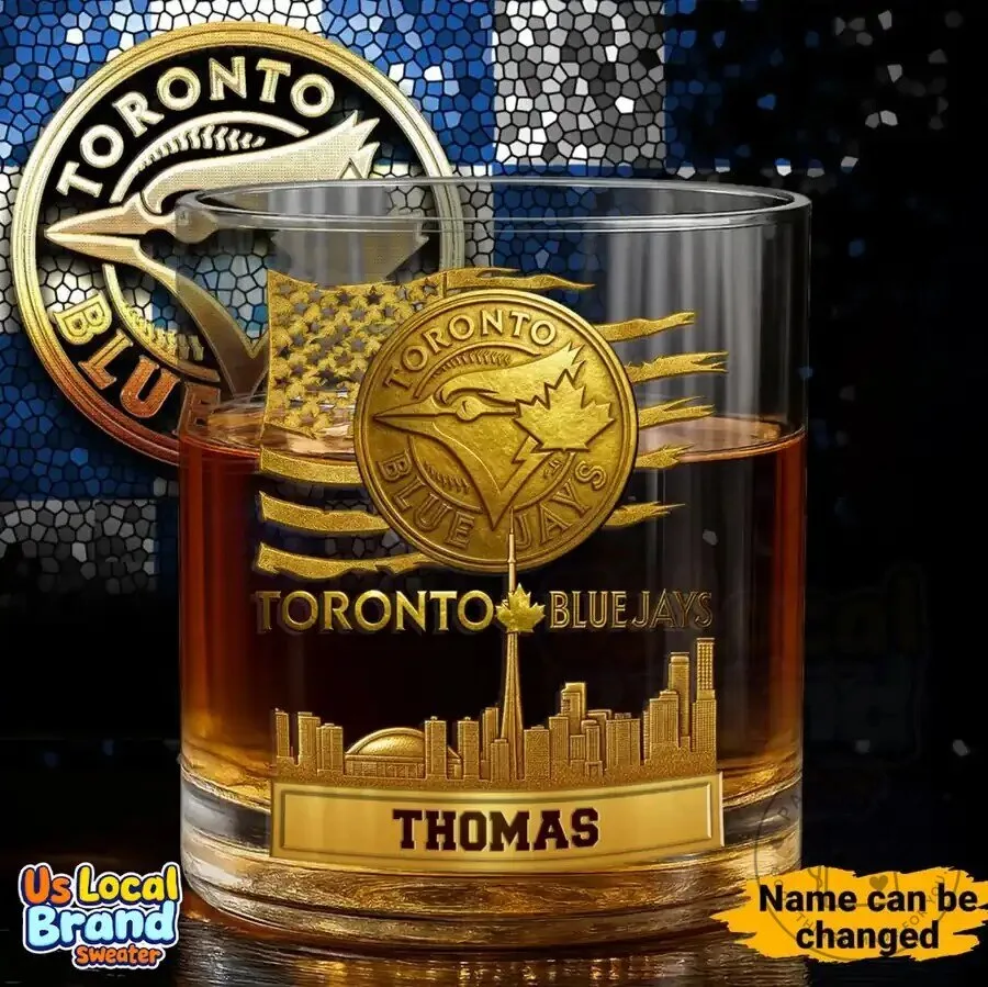 Toronto Blue Jays Baseball Team Personalized Whiskey Glass
