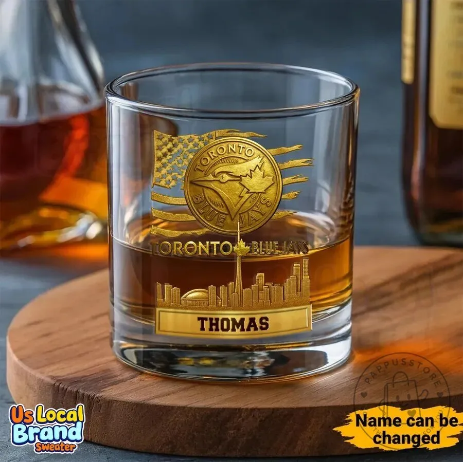 Toronto Blue Jays Baseball Team Personalized Whiskey Glass 9 Toronto Blue Jays Baseball Team Personalized Whiskey Glass