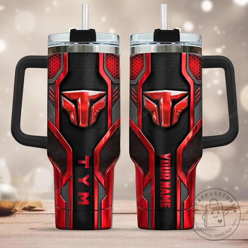 TYM Tractors Logo Red Black Personalized Name Stainless Steel Tumbler