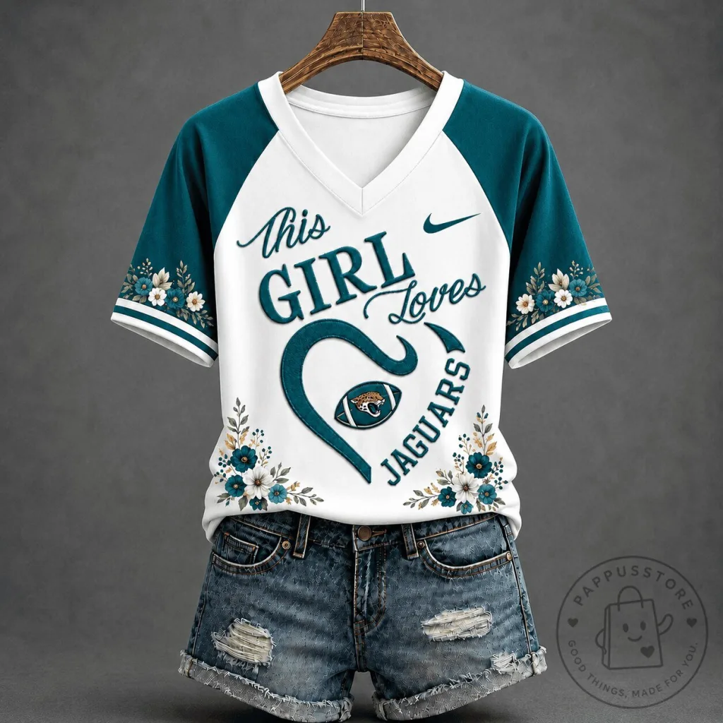 Jacksonville Jaguars Football Fan This Girl Loves Jaguars Floral T-Shirt