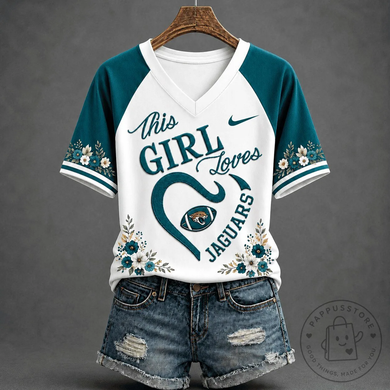 Jacksonville Jaguars Football Fan This Girl Loves Jaguars Floral T-Shirt