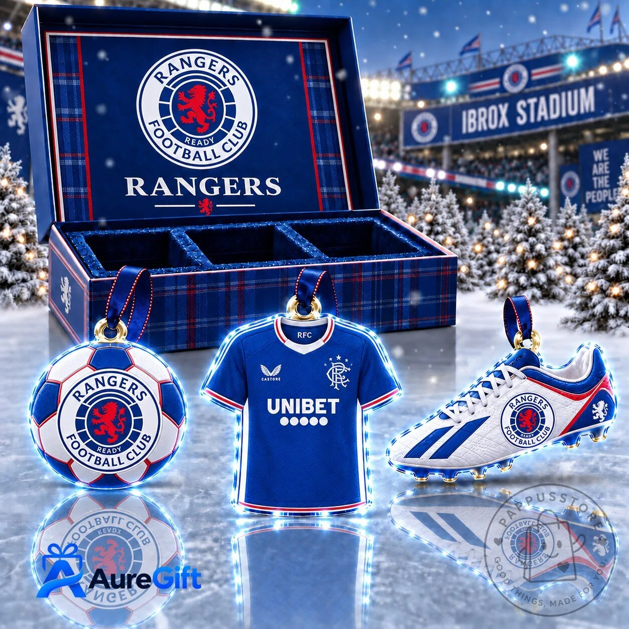 Rangers Football Club Scottish Premiership Christmas Ornament Set