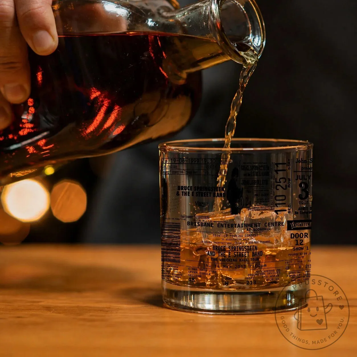 Bruce Springsteen Concert Ticket Whiskey Glass, Vintage E Street Band Collectible Drinking Glass 12 Bruce Springsteen Concert Ticket Whiskey Glass, Vintage E Street Band Collectible Drinking Glass