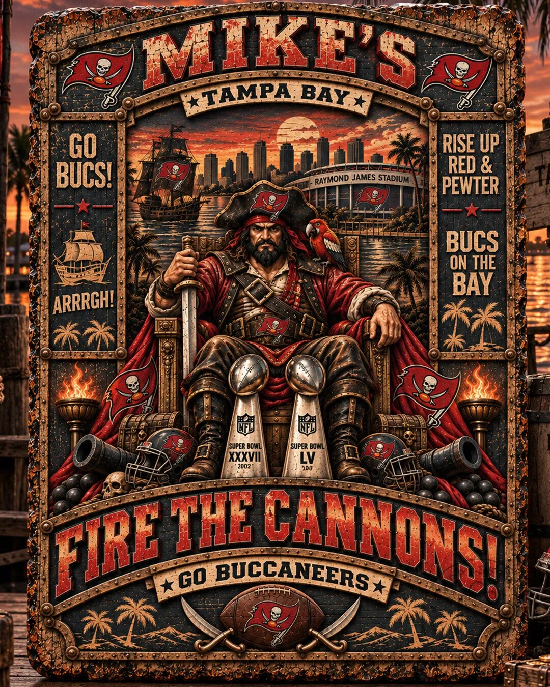 Tampa Bay Buccaneers Fire The Cannons Football Team Wall Art Decor