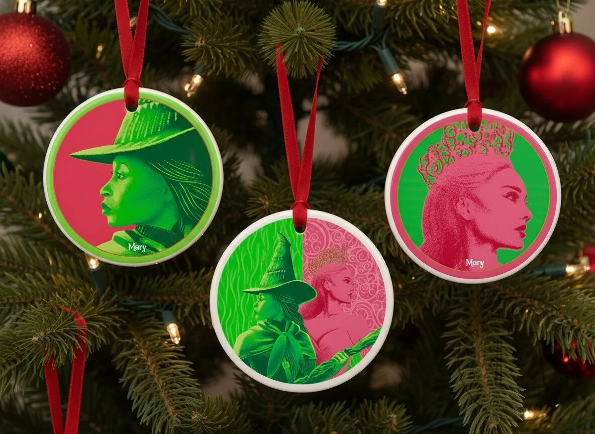 Wicked The Musical Elphaba Glinda Christmas Tree Ornament Set