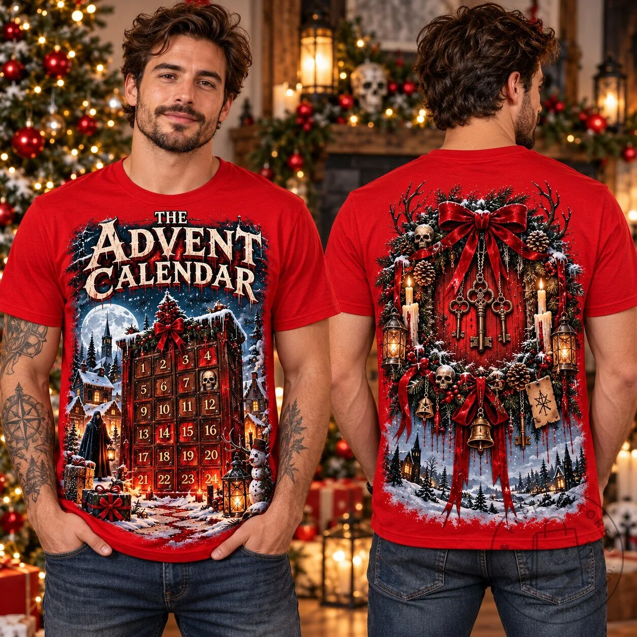 Horror Advent Calendar Christmas Countdown Gothic T-Shirt