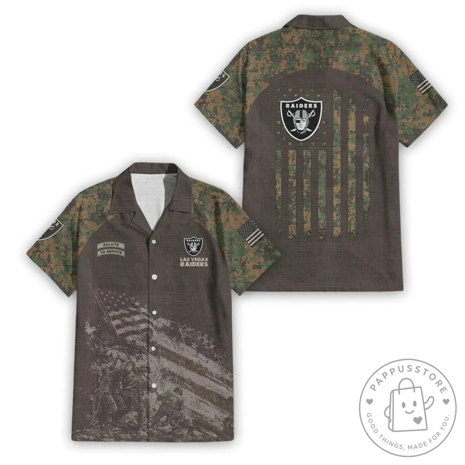 Las Vegas Raiders Salute To Service Military Camouflage Hawaiian Shirt