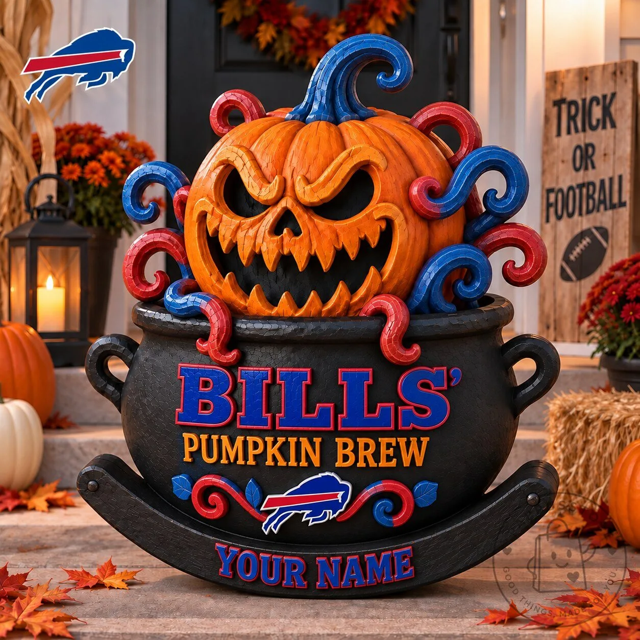 Buffalo Bills Halloween Pumpkin Brew Cauldron Personalized Decor