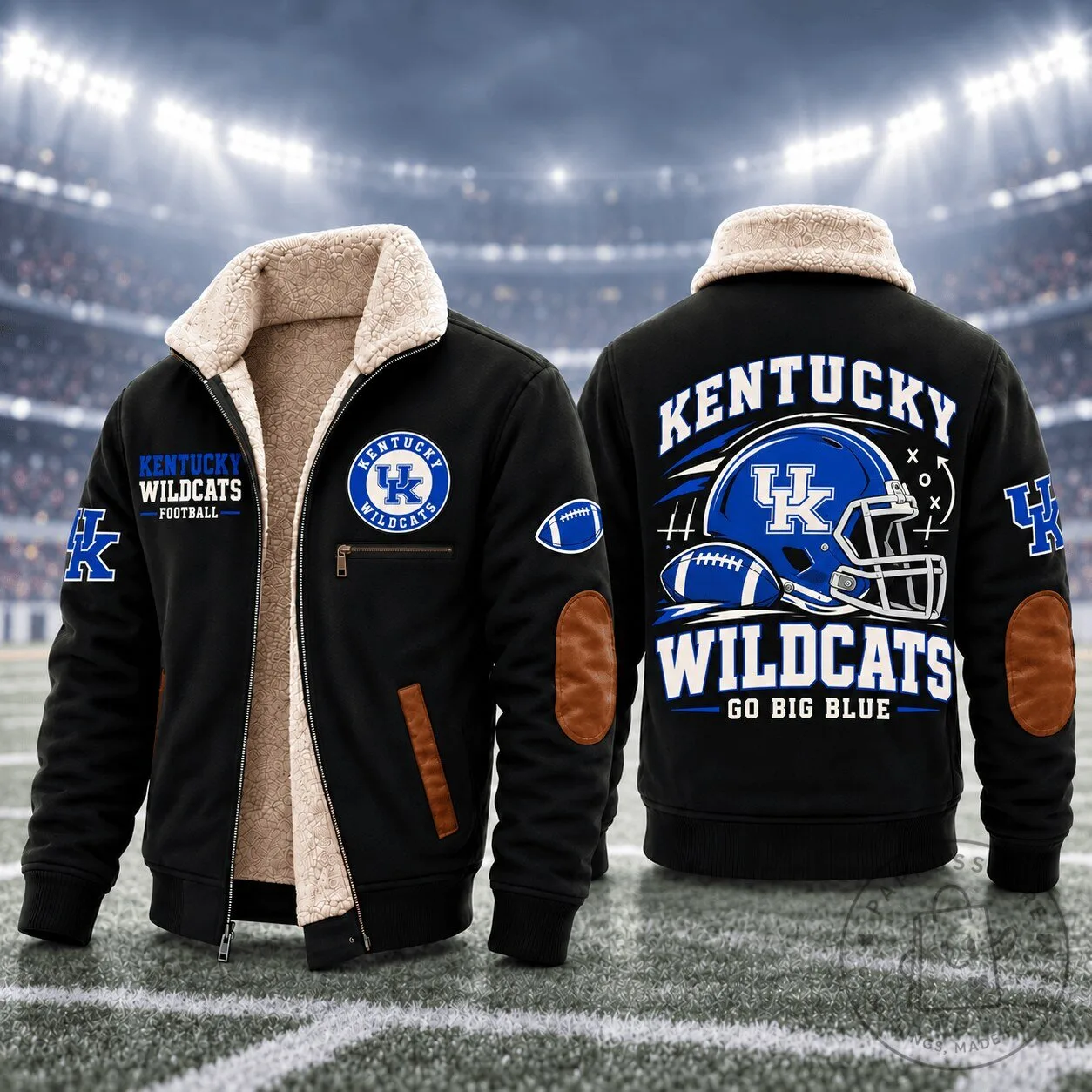 Kentucky Wildcats Football Team Logo Sherpa Fleece Bomber Jacket