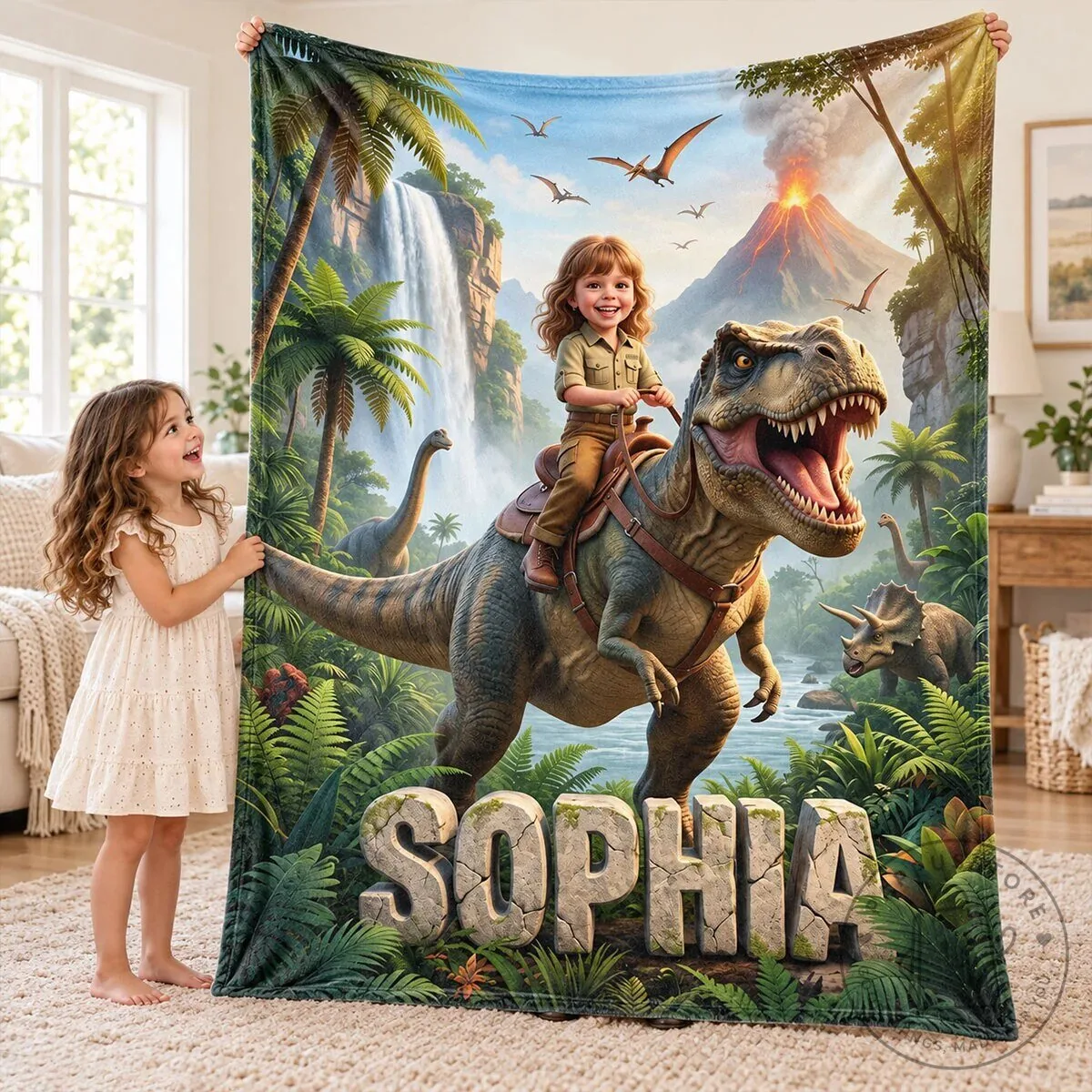 Personalized Dinosaur Adventure Fleece Blanket for Kids with Custom Name 28 Personalized Dinosaur Adventure Fleece Blanket for Kids with Custom Name