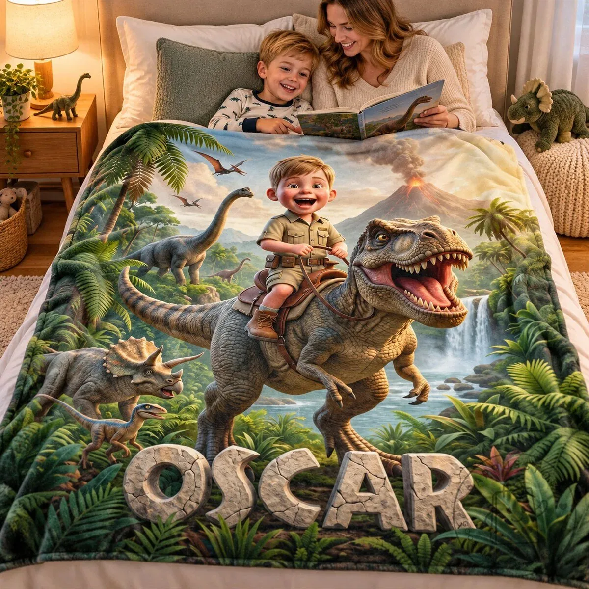 Personalized Dinosaur Adventure Fleece Blanket for Kids with Custom Name 30 Personalized Dinosaur Adventure Fleece Blanket for Kids with Custom Name