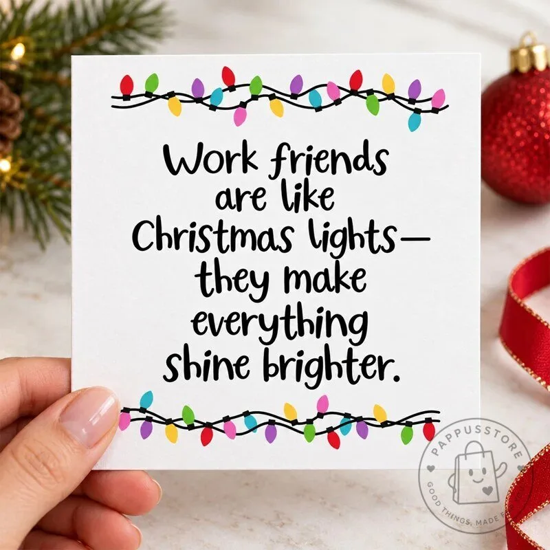 Funny Coworker Christmas Lights Quote Holiday Card for Work Friends