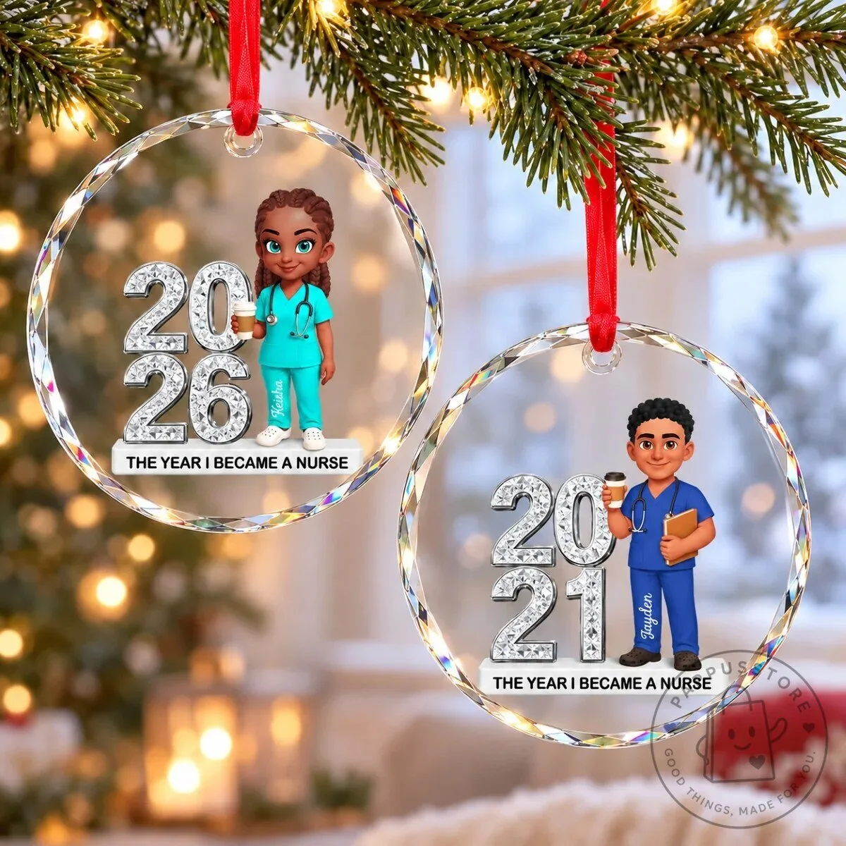 Personalized Nurse Graduation Year Crystal Ornament, Healthcare Worker Gift 17 Personalized Nurse Graduation Year Crystal Ornament, Healthcare Worker Gift