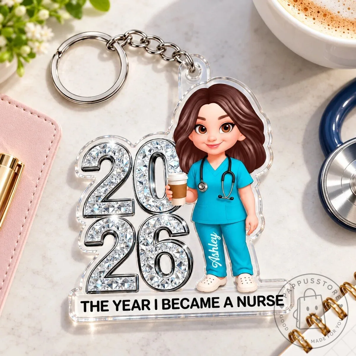 Personalized Nurse Graduation Keychain, The Year I Became A Nurse Keepsake