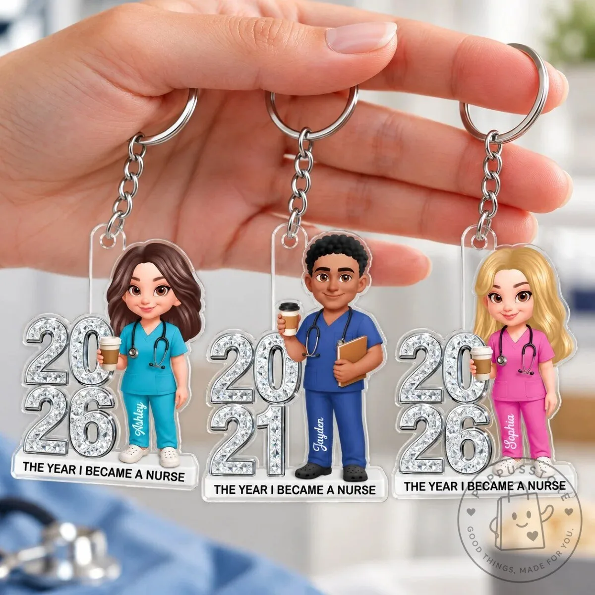 Personalized Nurse Graduation Keychain, The Year I Became A Nurse Keepsake 15 Personalized Nurse Graduation Keychain, The Year I Became A Nurse Keepsake