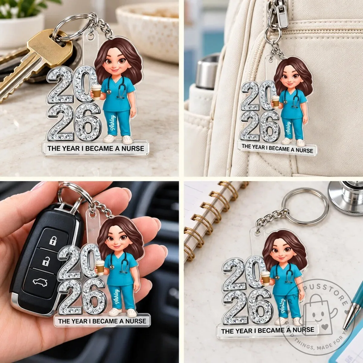 Personalized Nurse Graduation Keychain, The Year I Became A Nurse Keepsake 16 Personalized Nurse Graduation Keychain, The Year I Became A Nurse Keepsake