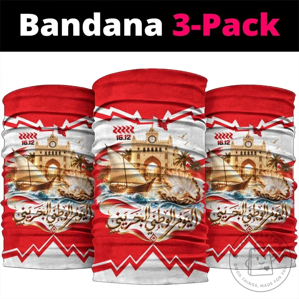 Bahrain National Day Cultural Flag Emblem Vintage Collage Neck Gaiter
