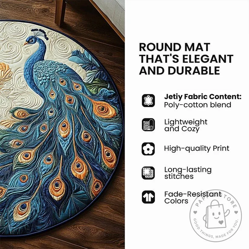 Christmas Express Train Winter Village Round Quilted Floor Mat 9 Christmas Express Train Winter Village Round Quilted Floor Mat