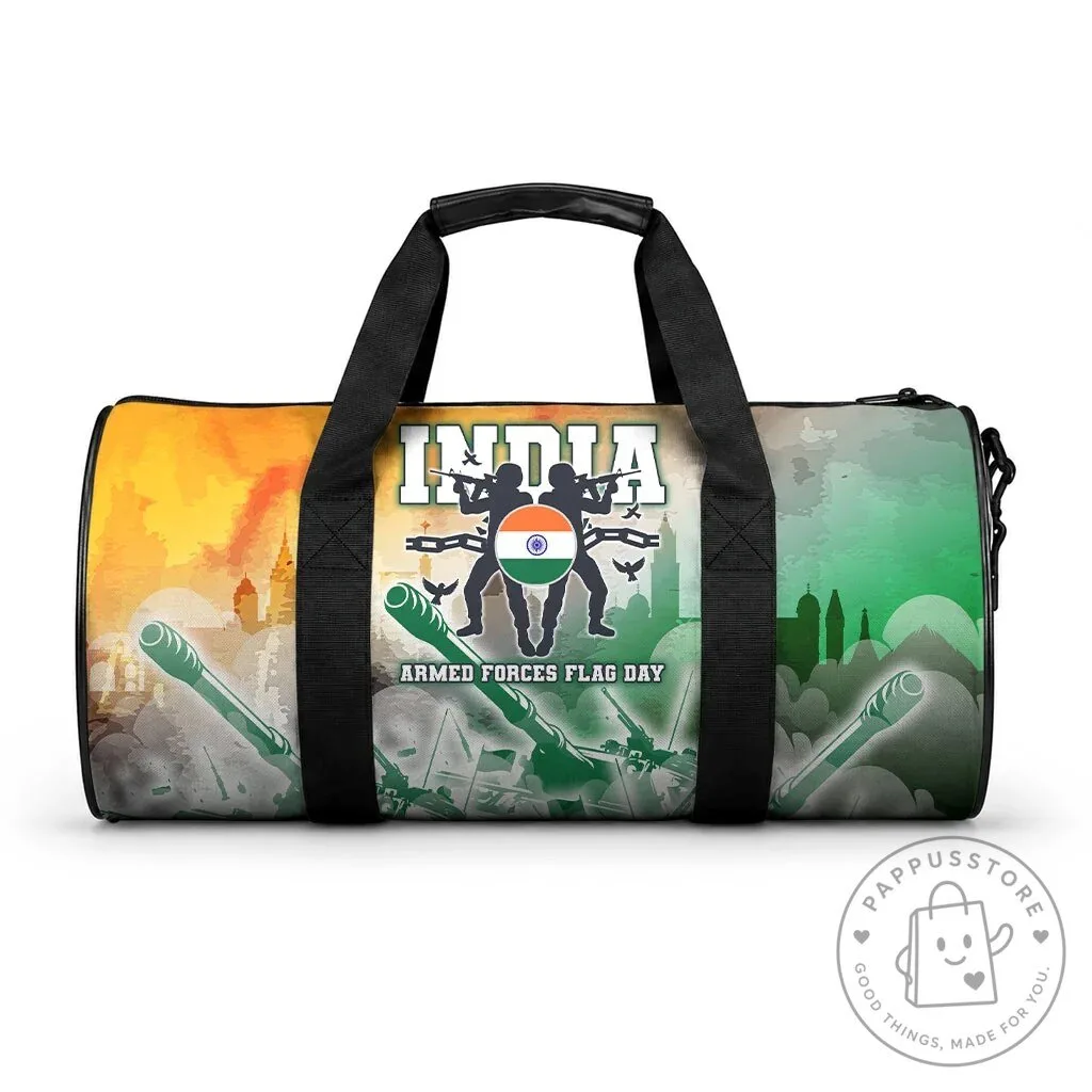 India Armed Forces Flag Day Military Indian Flag Silhouette Duffle Bag