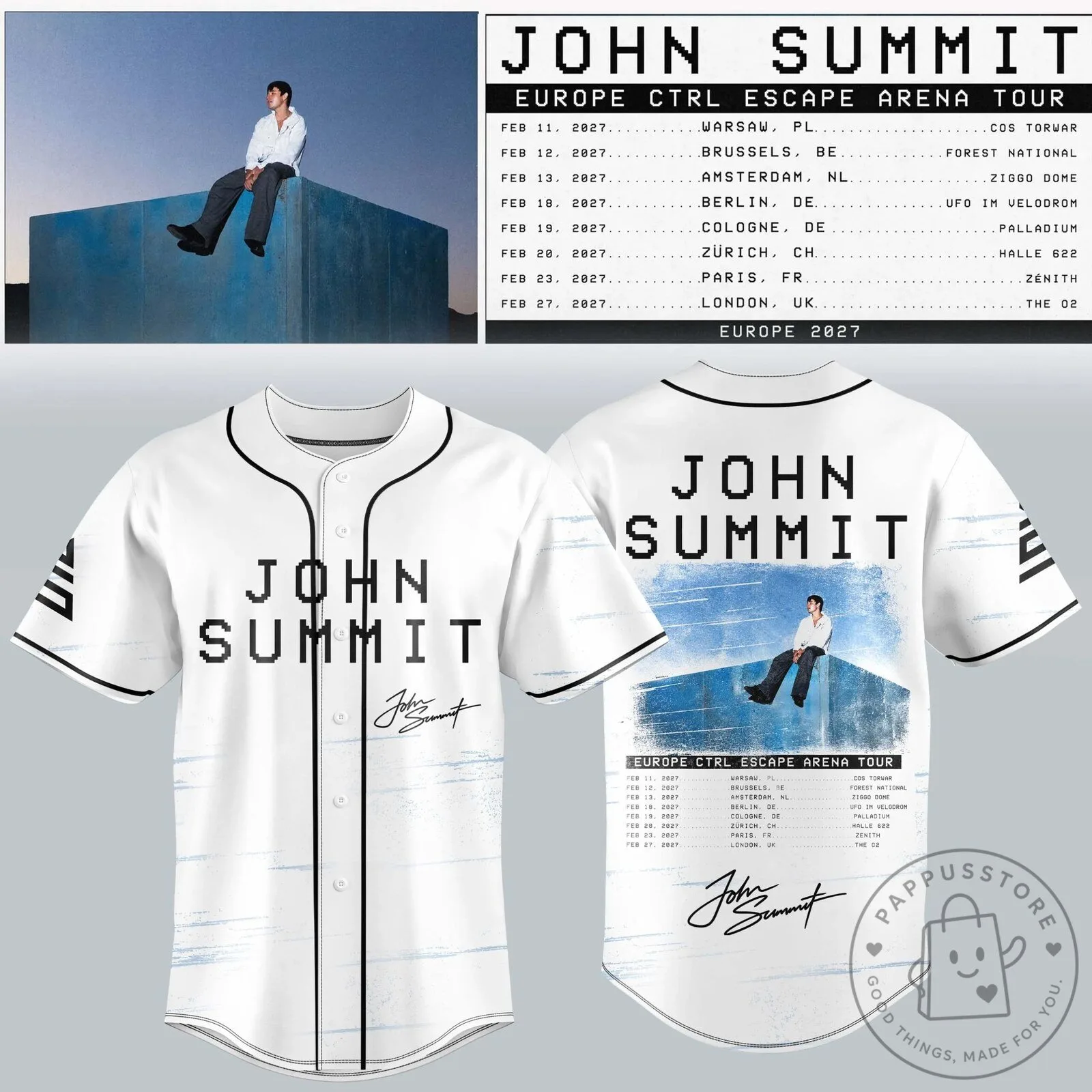 John Summit Europe Ctrl Escape Arena Tour 2027 Baseball Jersey