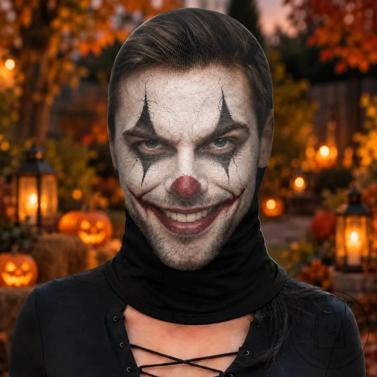 Creepy Clown Halloween Costume Balaclava Mask with Personalized Photo Design 7 Creepy Clown Halloween Costume Balaclava Mask with Personalized Photo Design