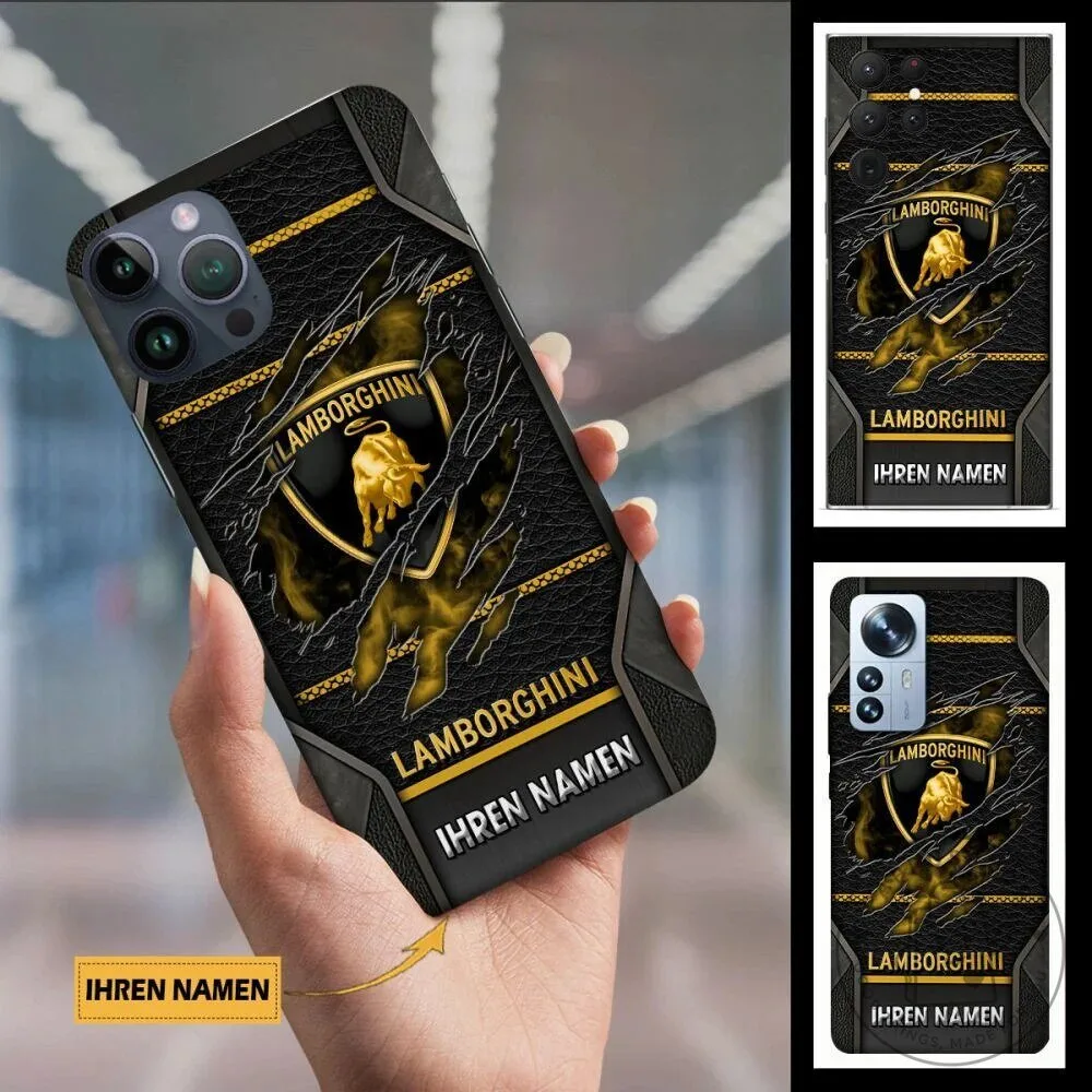 Lamborghini Custom Name Black and Gold Car Logo iPhone Phone Case