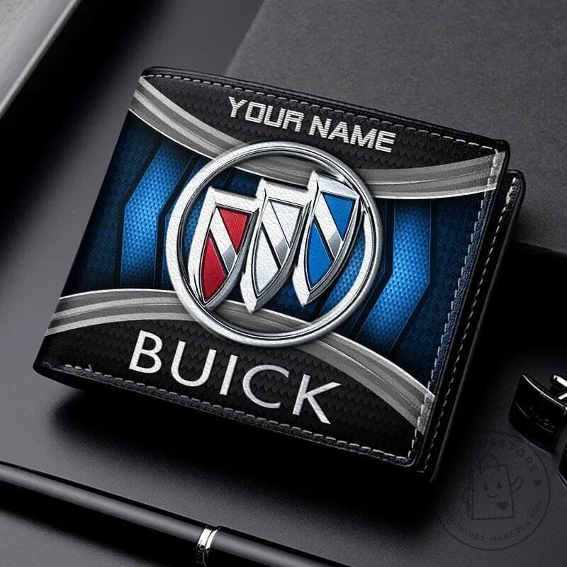 Buick Car Logo Custom Name Bi-Fold Leather Wallet for Men