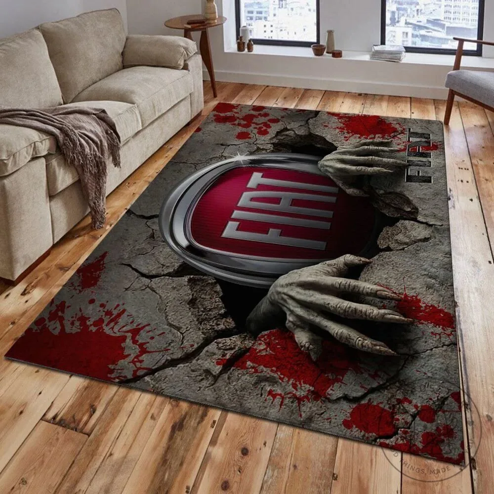 Fiat Logo Zombie Hands Horror Blood Splatter Rug