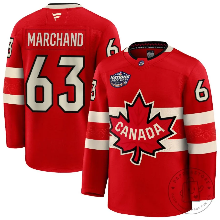 Brad Marchand Canada Red 2025 Four Nations Face-Off Hockey Jersey