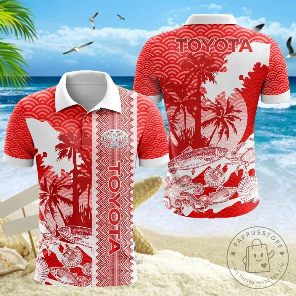Toyota Logo Red and White Tropical Beach Hawaiian Shirt 16 Toyota Logo Red and White Tropical Beach Hawaiian Shirt