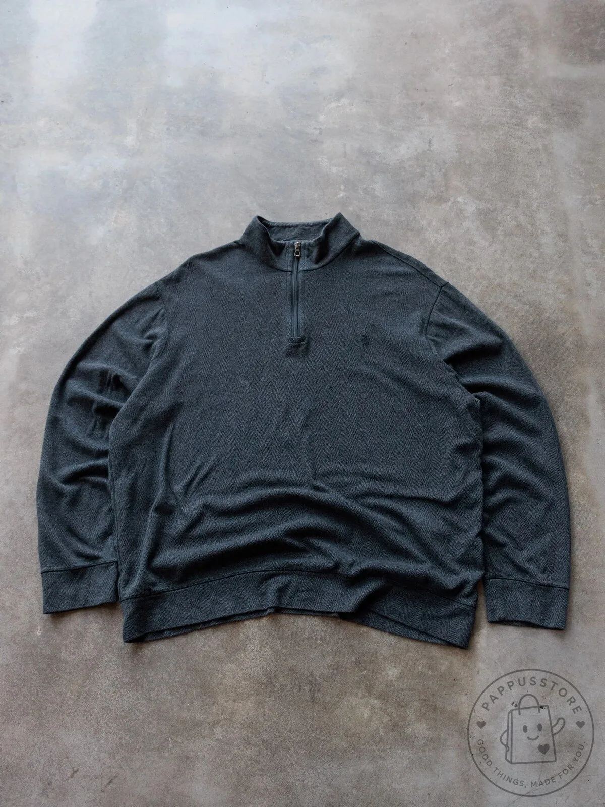 Dark Grey Herringbone Polo Ralph Lauren Quarter Zip Knit Sweatshirt
