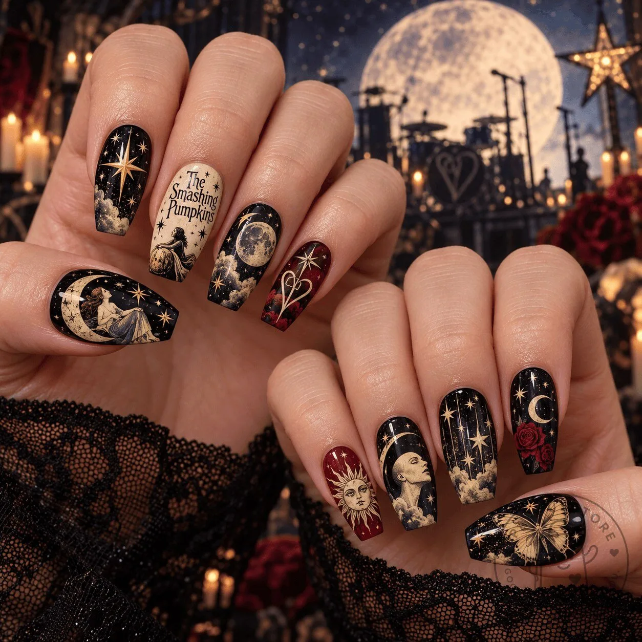 The Smashing Pumpkins Celestial Moon and Stars Press-On Nails Set