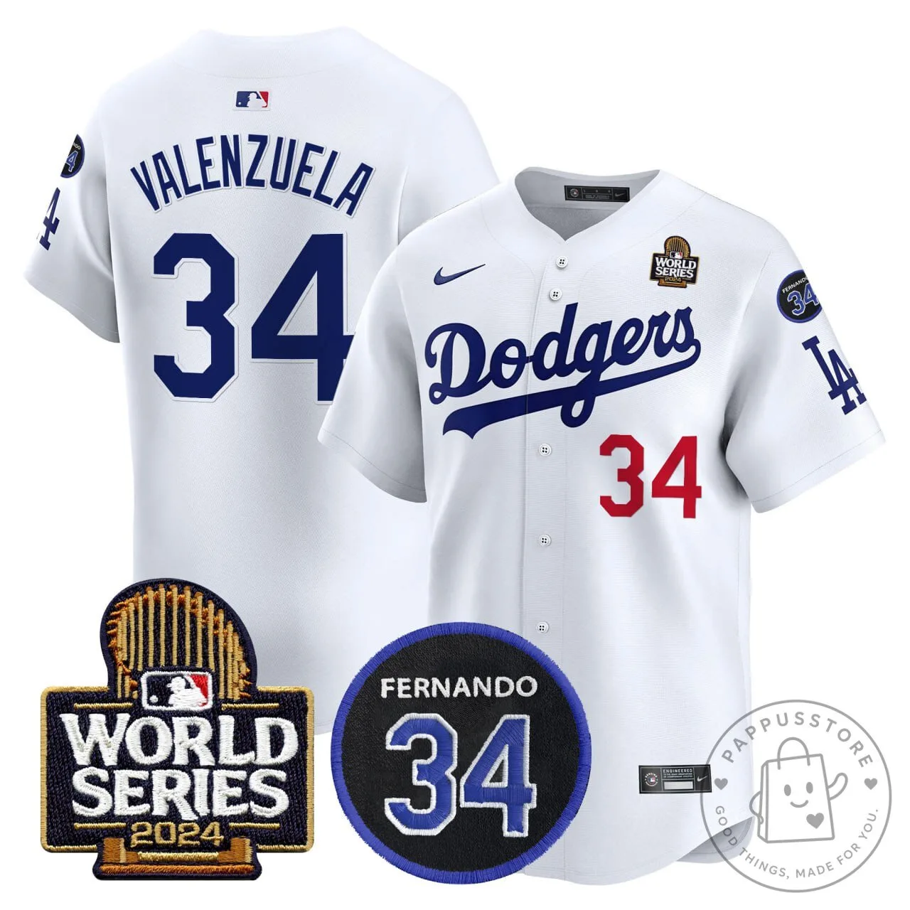 Fernando Valenzuela Los Angeles Dodgers 2024 World Series Champions Baseball Jersey