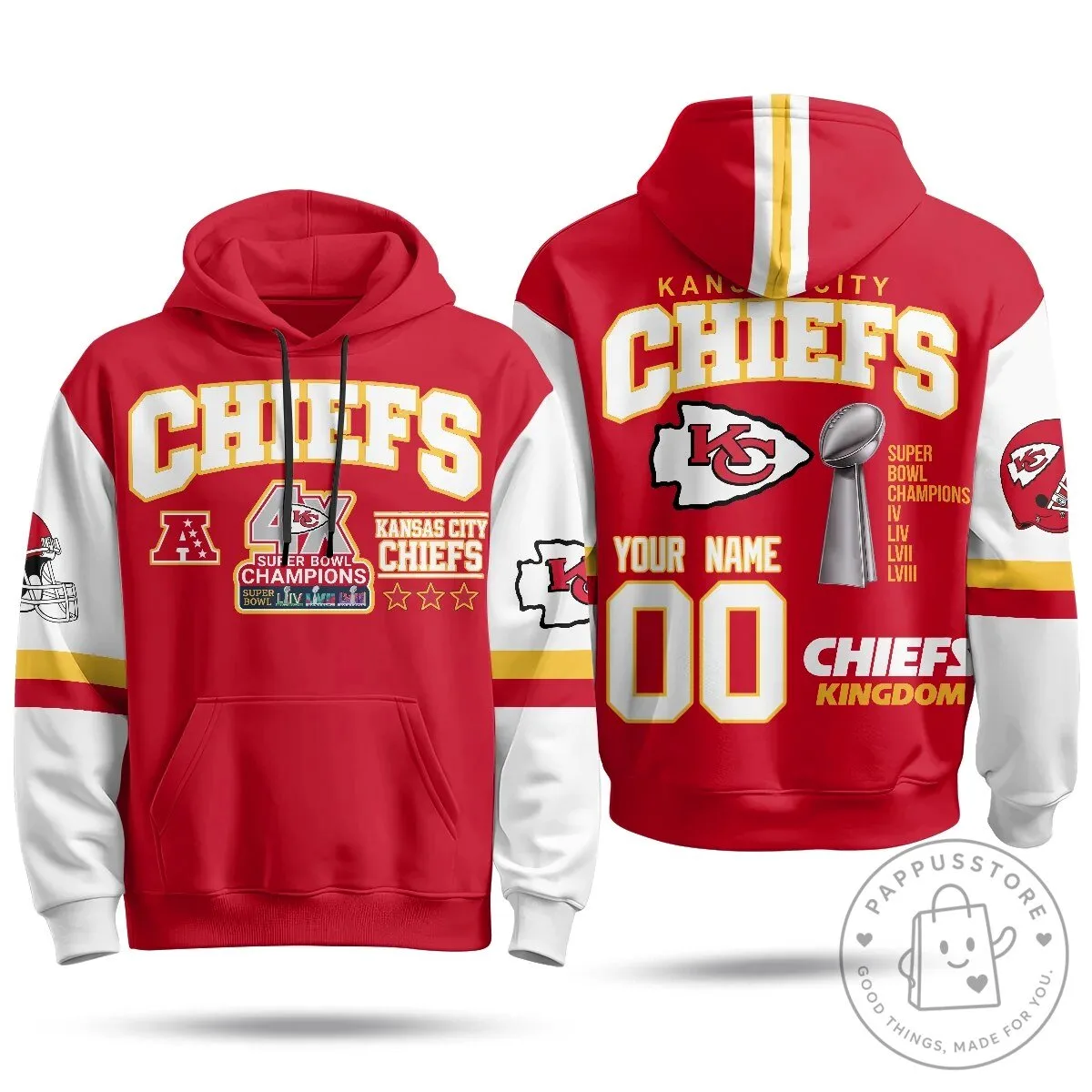 Kansas City Chiefs Super Bowl Champions Red and White Custom Hoodie
