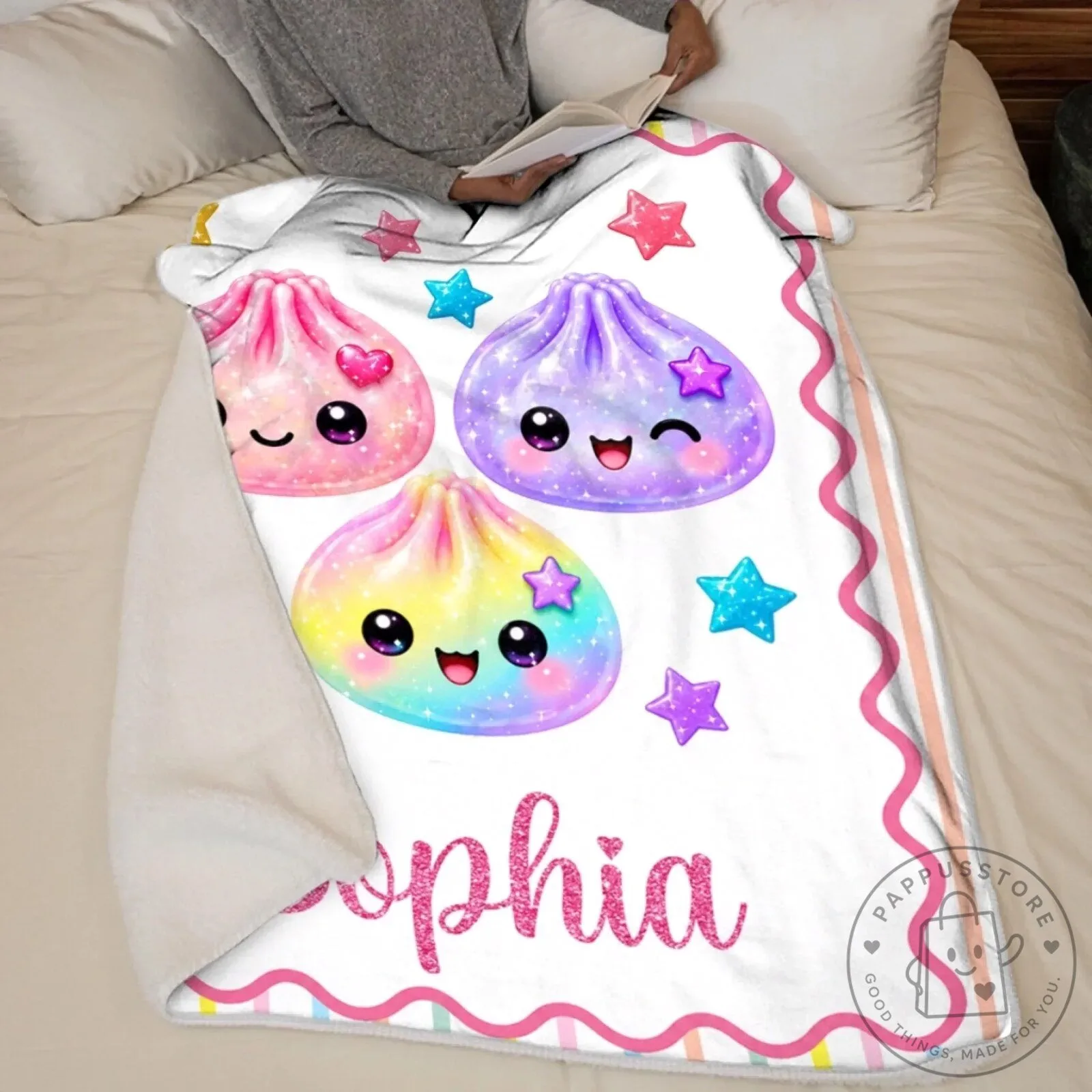 Personalized Kawaii Dumpling Squishy Character Rainbow Kids Blanket 21 Personalized Kawaii Dumpling Squishy Character Rainbow Kids Blanket