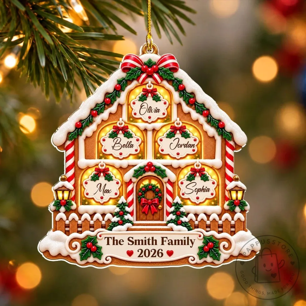 Personalized Gingerbread House Family Christmas Tree Ornament Personalized Gingerbread House Family Christmas Tree Ornament