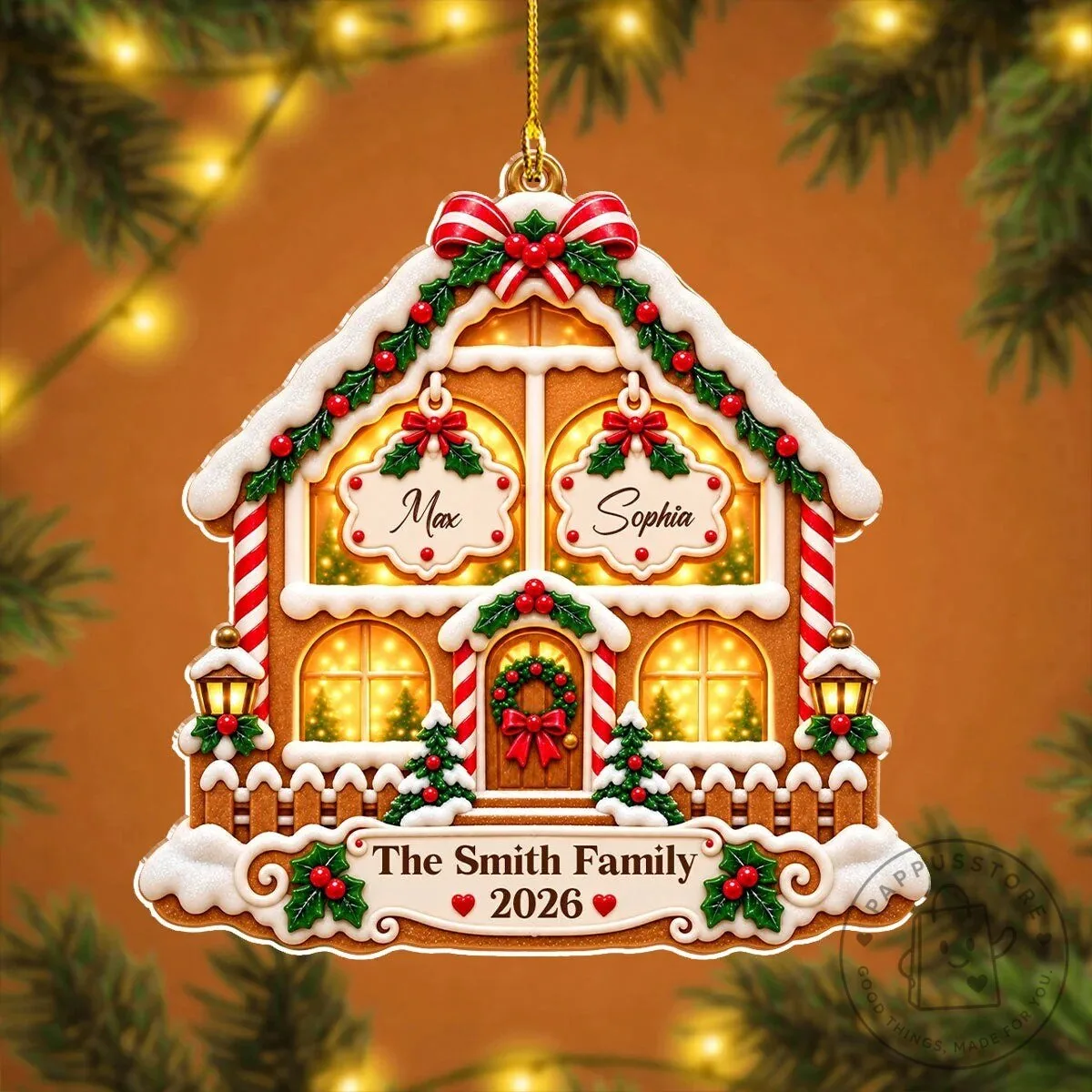 Personalized Gingerbread House Family Christmas Tree Ornament 14 Personalized Gingerbread House Family Christmas Tree Ornament