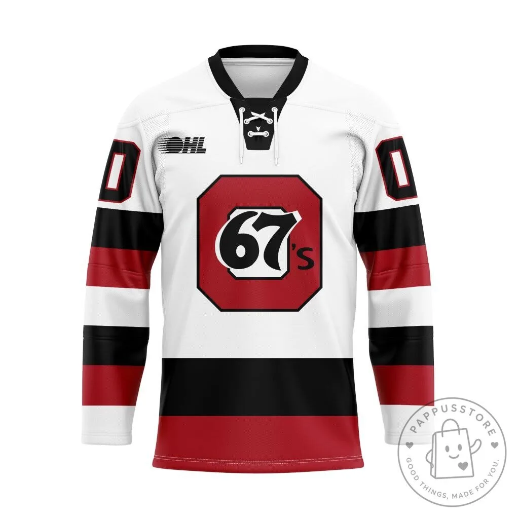 Ottawa 67's Personalized White Lace Hockey Jersey