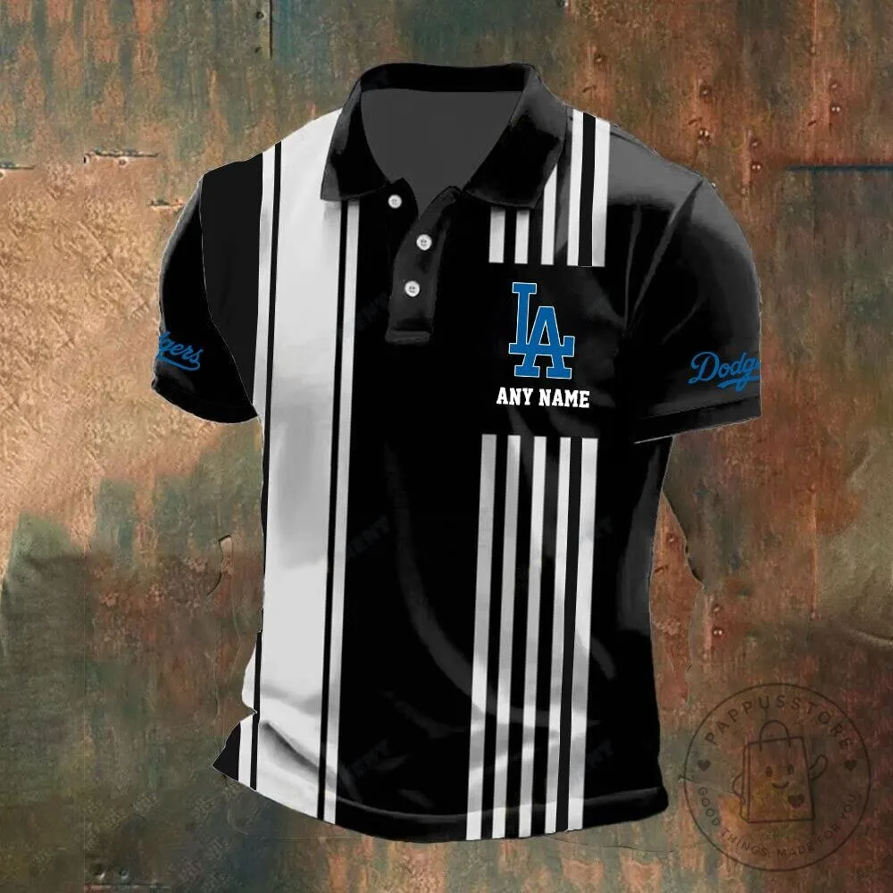 Los Angeles Dodgers Personalized Striped Polo Shirt