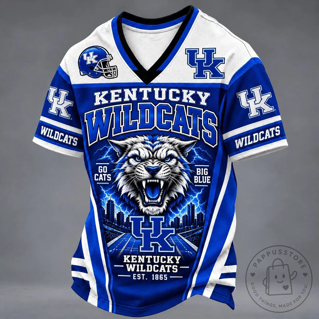 Kentucky Wildcats Mascot Spirit V-Neck Football Team Fan Jersey