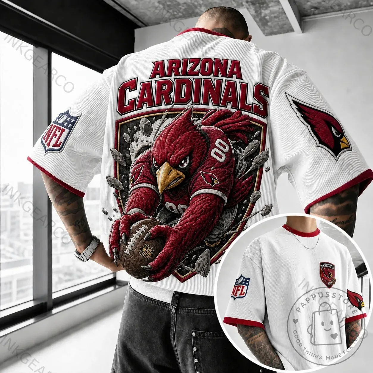 Arizona Cardinals NFL Football Team Mascot White Rugby Jersey
