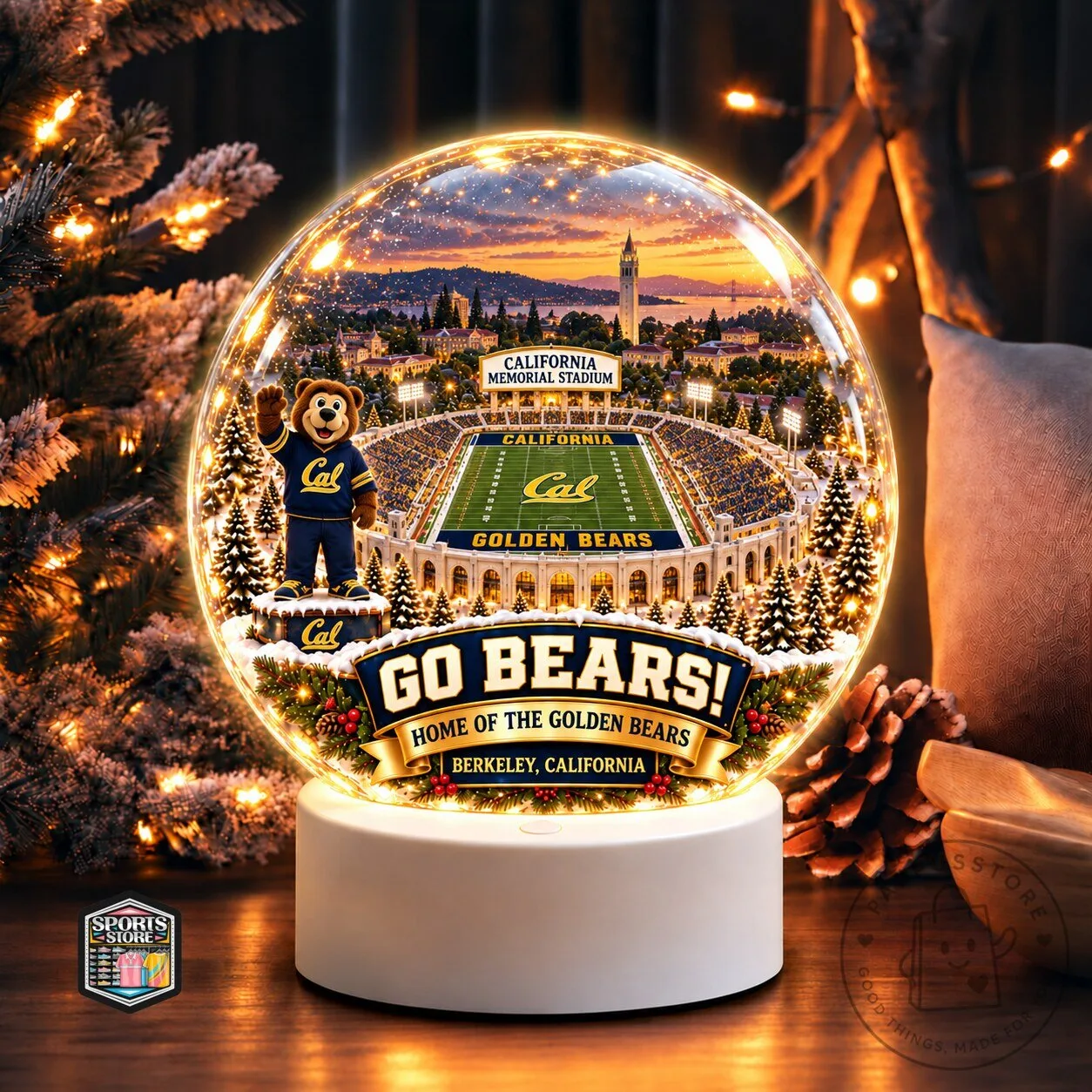 California Golden Bears Memorial Stadium Christmas Snow Globe