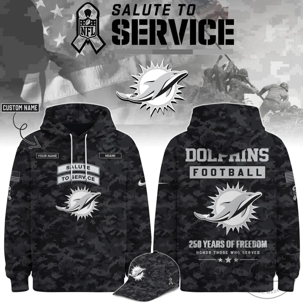 Veterans Day Football Hoodie - Salute To Service by Miami Dolphins Veterans Day Football Hoodie - Salute To Service by Miami Dolphins