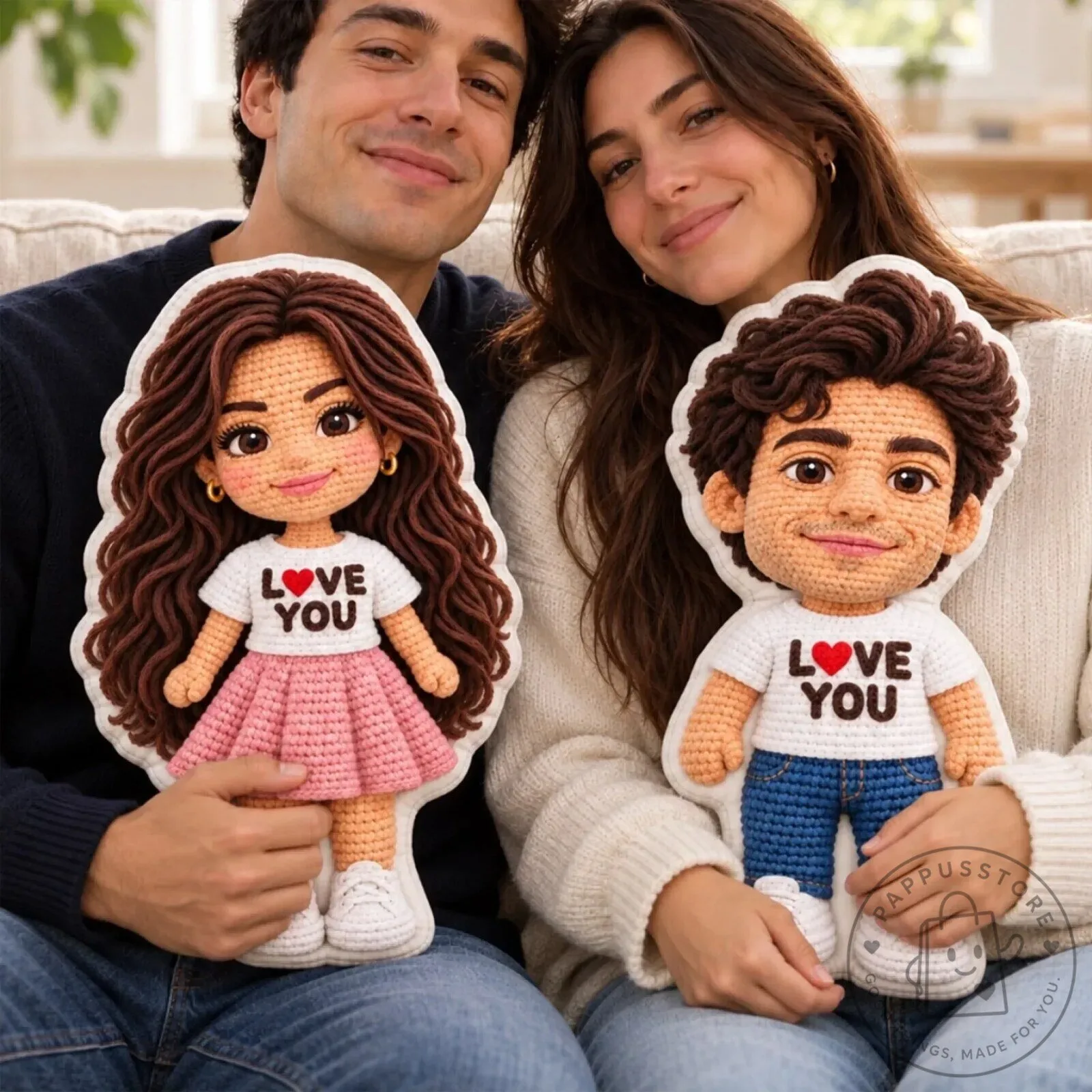 Personalized Crochet Couple Doll Keepsake Pillow, Custom Photo Anniversary Gift 9 Personalized Crochet Couple Doll Keepsake Pillow, Custom Photo Anniversary Gift