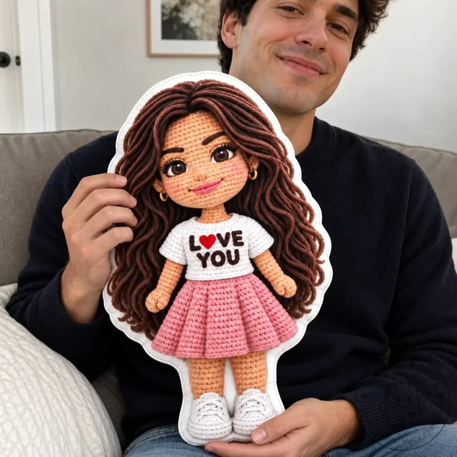 Personalized Crochet Couple Doll Keepsake Pillow, Custom Photo Anniversary Gift 12 Personalized Crochet Couple Doll Keepsake Pillow, Custom Photo Anniversary Gift
