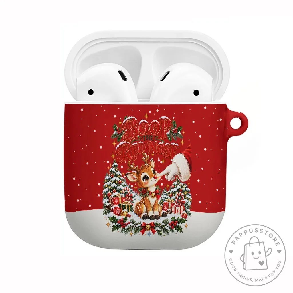 Cute Reindeer Boop The Red Nose Christmas AirPods Case Festive Winter Snow