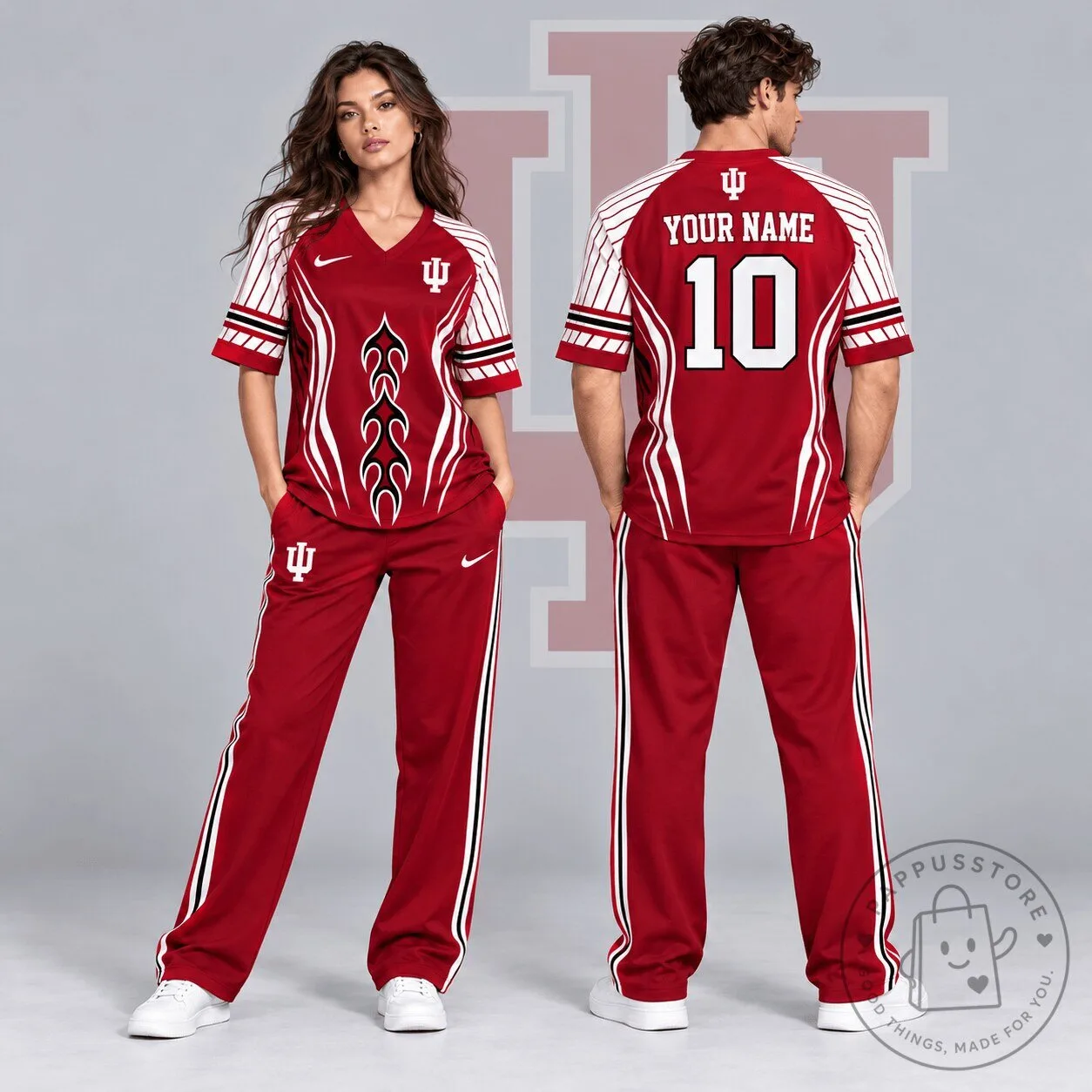 Indiana Hoosiers NCAA Flame Stripe Personalized V-Neck Baseball Jersey