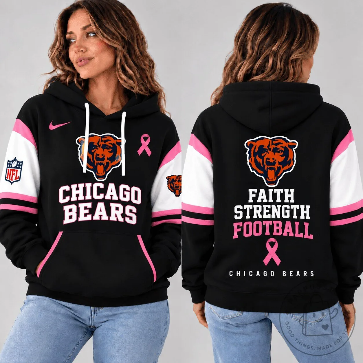 Chicago Bears NFL Football Breast Cancer Awareness Hoodie