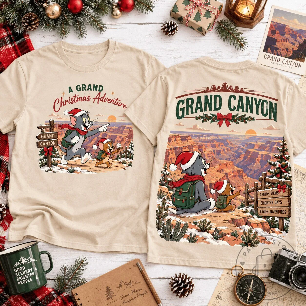 Tom and Jerry Grand Canyon Christmas Adventure National Park T-Shirt