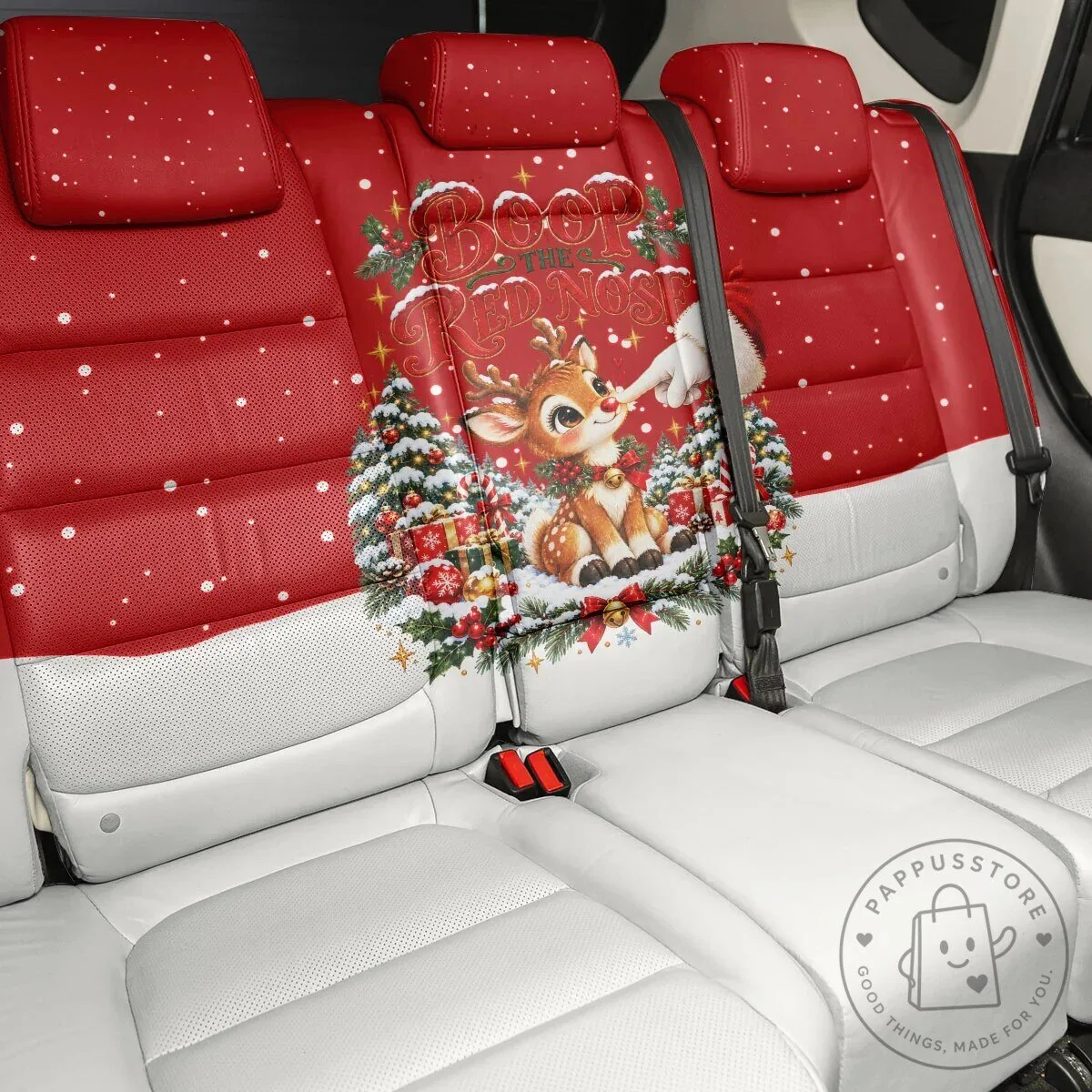 Cute Reindeer Boop Christmas Back Car Seat Cover Festive Vintage Winter Snow Design 5 Cute Reindeer Boop Christmas Back Car Seat Cover Festive Vintage Winter Snow Design